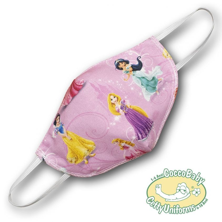 Mascherina Principesse Disney, piccole su rosa